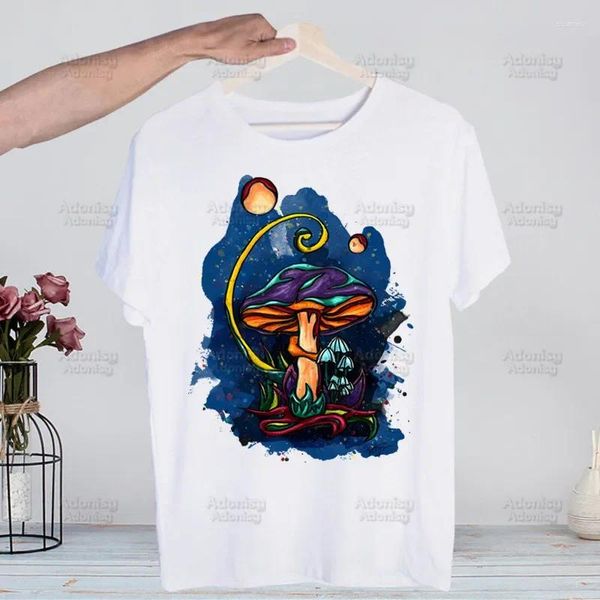 Camisetas masculinas Estética gráfica gráfica de hongos Harajuku Camiseta unisex Camisa de manga corta Capas