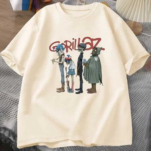 T-shirts voor heren Muziekband Gorillaz Punk Rock T-shirt Mens Zomer 90s O-Neck Katoen Korte Sleved Retro Y2K Kleding Q240515