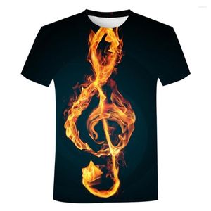 T-shirts pour hommes Note de musique mode Harajuku Style femmes T-Shirt nouveauté été 3D imprimé col rond T-Shirt hauts