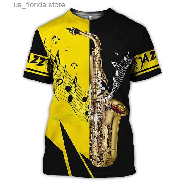 T-shirts hommes Musique Saxophone T-shirt graphique pour hommes Strtwear Harajuku Mode Hip Hop Short Slve Femmes Vêtements Casual T-shirt surdimensionné Y240321