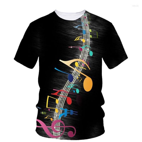 T-shirts pour hommes Symbole de musique 3D imprimé T-shirt de mode d'été créatif Harajuku décontracté à manches courtes classique O col complet vêtements amples