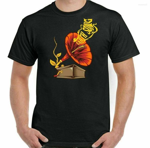 T-shirts pour hommes T-shirt de musique Vinyl Record Decks Earth Song Mens Environment Peace Hippy