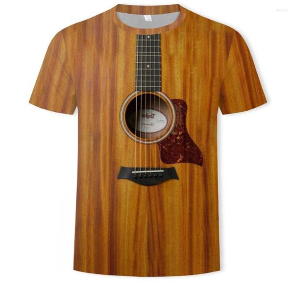 Camisetas para hombre Instrumentos musicales Guitarra 3D Impreso Moda Casual Hombres y mujeres Camisetas Street Loose Summer Hip Hop