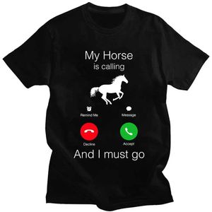 T-shirts voor heren mijn paard belt en ik moet verjaardag noviteit grappig grafisch t shirts vrouwen mannen mode tops casual oversized t-shirt t240510