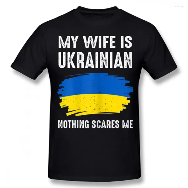 Camisetas para hombre Mi esposa es ucraniana Bandera del orgullo de Ucrania estilo de verano gráfico ropa informal de algodón manga corta regalos de cumpleaños camiseta para hombres