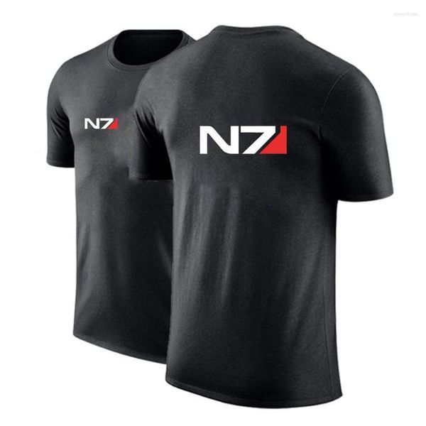 Camisetas masculinas n7 Mass Effect 2023 Camisetas de cuello redondo de moda Summer Sports estampados de manga corta