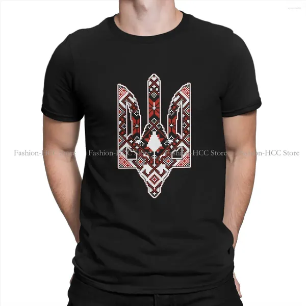 Camisetas para hombres Symbolos nacionales Polyéster Camiseta ucraniana Vyshyvanka Ornamento Impresión Tops Camisa de ocio