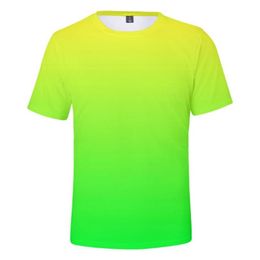 T-shirts hommes T-shirt néon hommes femmes été vert t-shirt garçon fille couleur unie hauts arc-en-ciel streetwear t-shirt coloré 3D pri239o
