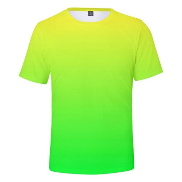 Camisetas para hombres Camiseta de neón Hombres Mujeres Verano Verde Camiseta Boy Girl Color Sólido Tops Rainbow Streetwear Tee Colorido 3D Pri284p