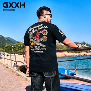 Heren T-shirts Nieuw 2021 Zomer GXXH Groot T-shirt voor heren Heren Korte mouwen Vet Grote maten Cartoon Print T-shirt Casual Losvallend T-shirt Maat 2XL-7XL L230715