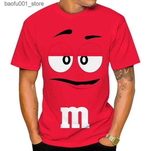 T-shirts pour hommes Nouveau 2023 Funny M MS Chocolate Bean Cartoon 3D T-shirt imprimé unisexe décontracté T-shirt à manches courtes T-shirt de personnalisation de la mode Q240220