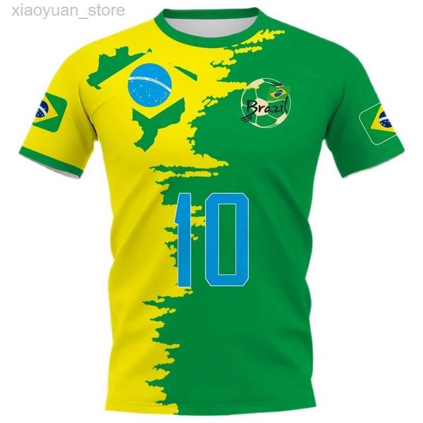 Camisetas de hombre Nuevo 2023 Camiseta de hombre Brasil Jersey Gráficos 3D Bandera brasileña Impreso Mujeres Camisetas de manga corta Casual Hombre Tops Ropa de hombre M230408