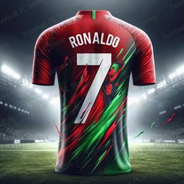 T-shirts voor heren Nieuwe 23/24 Zomer T Portuga Jersey Chatgpt Intelligent Design Edition Jersey Special Ronaldo 7 Soccer Jersey For Kids/Adult Kit T240419