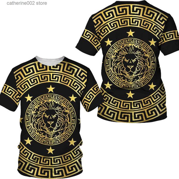 Camisetas de hombre Nueva 3D Cadena dorada Estampado de marca barroca Camiseta 2022 Estilo de verano Manga corta Lujo Royal Ropa de hombre Hip Hop Tops Camisetas T230601