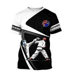 Heren T-shirts Nieuwe 3D Taekwondo Karate Boksen Afdrukken T-shirt Martial Art Wushu Grafische Tee Shirts Voor Mannen Kid cool Hip Hop Kleding Tops Tee