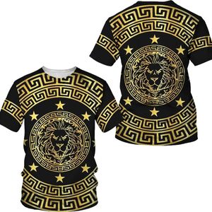 T-shirts voor heren Nieuw barokmerk Men Men T-shirt Luxe Golden Chain 3D Print Short Slve Strtwear Summer Casual O-Neck T-shirt Mens Kleding Y240420