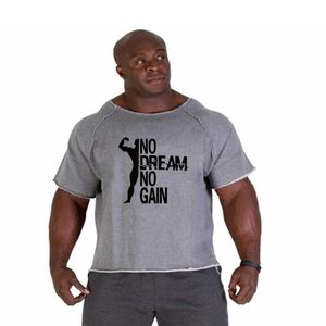 T-shirts voor heren Nieuwe merk Gyms Kleding Heren Bodybuilding Loose T-shirts Katoen Korte Slve Sweatshirt Workout Sportkleding Tops Male T240505