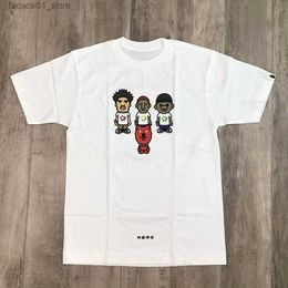 T-shirts masculins T-shirt imprimé de motif de dessin animé pur coton en vrac couple d'été à manches courtes y2k top kawaii kpop oversize q240426