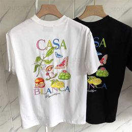 Heren T-shirts Nieuwe CASABLANCA BRIDAL Fruit Paddestoel Vlinder T-Shirt per uomo donna T-Shirt bianca nera Tee Binnen tag T230831