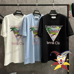 Camisetas para hombres New CASABLANCA T Shirt Hombres Mujeres Triángulo invertido Club de tenis Top Tee T-shirt T240112