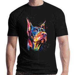 T-shirts voor heren Nieuwe kleurrijke Dubin Dog Cool Gedrukt T-shirt voor vrouwen Korte mouwen Leuke dierenontwerp T-shirt Fashion Cute Girl Top Q240521