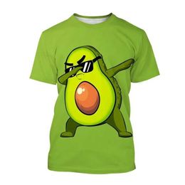 T-shirts voor heren nieuwe mode avocado cartoon 3D geprint t-shirt voor mannen en vrouwen zomer casual korte mouwen gepersonaliseerde fruit top Q240517