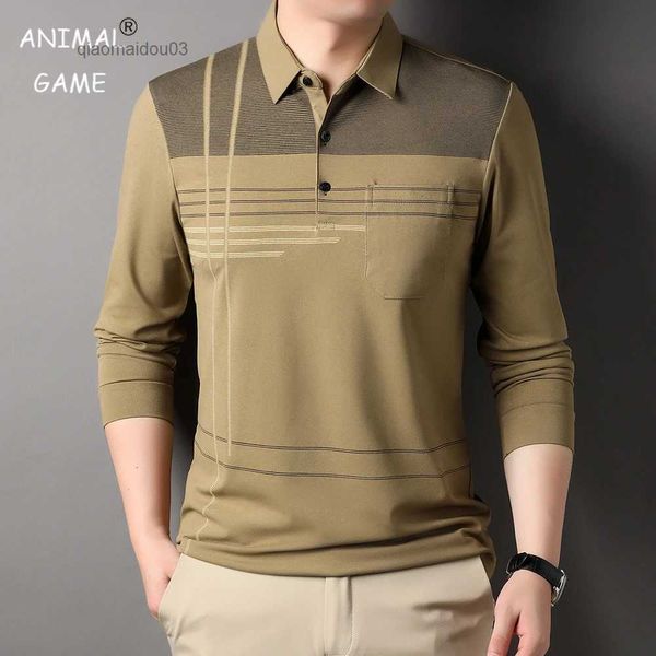 T-shirts masculins Nouveaux créateurs de marque de mode Luxury Plain Mens Polo-Shirts réguliers Fit Casual Long Sleeve Tops Mens Clothingl2404