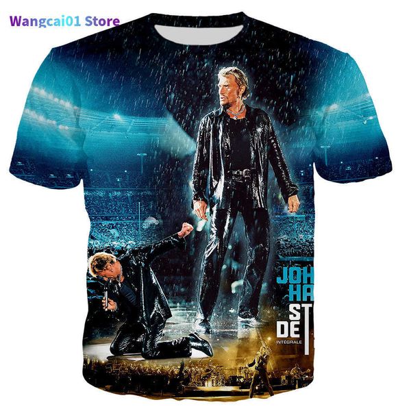 T-shirts pour hommes New Fashion Cool T-shirts imprimés en 3D Johnny Hallyday T-shirt Hommes Femmes Mode Casual Sty Tshirt Streetwear T-shirt surdimensionné Tops 0301H23