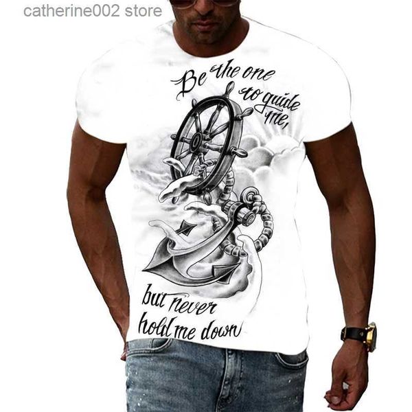 T-shirts masculins Nouveaux t-shirts graphiques de boussole à style cool