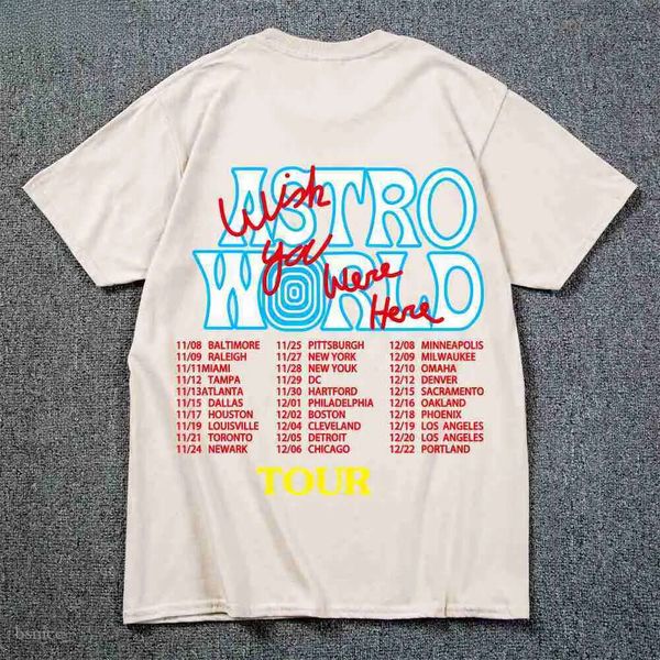 T-shirts pour hommes Nouvelle mode Hip Hop T-shirt Hommes Femmes Jack Cactus ASTROWORLD Harajuku T-shirts VOUS ÉTIEZ ICI Lettre Imprimer T-shirts Tops 245