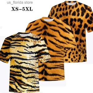 T-shirts pour hommes Nouvelle mode Hommes et femmes T-shirt 3D Animal Lion Tigre Léopard Imprimé Tigre Vêtements Casual Shirs Top Y240321