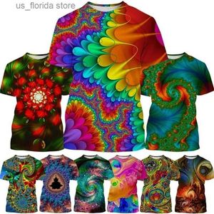 T-shirts Hommes Nouvelle Mode Vintage Coloré Abstrait 3D Impression Hommes Court Slve T-shirt Hip Hop Vertigo Hypnotique Unisexe Casual Ts T-shirt Y240321