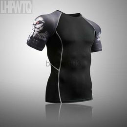 T-shirts pour hommes New Fitness MMA Running Shirt Hommes Rashguard Homme T-shirt à manches courtes Bodybuilding Hommes Crâne Imprimer 3D T-shirt Tops J230531