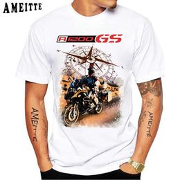 T-shirts masculins Nouveaux motos allemandes Motorrad R1200 GS Big Trail T-shirts Men Vêtements courts Slve Strtwear Grands tops hors route T T240425