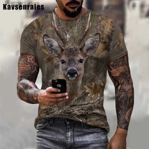 T-shirts hommes Nouveau Haute Qualité Hommes T-shirt Camouflage Chasse Animal Sika Cerf 3D Imprimer T-shirt Hommes Femmes Mode D'été Casual Cool Tops L240304