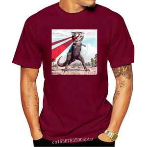 Mannen T-shirts Nieuwe man t-shirt T Rex kat met laser ogen t-shirt epic UFO Meme Tee cool vrouwen t-shirt loopgraven berg 240319