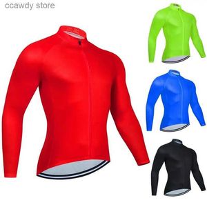 T-shirts masculins Nouveaux maillots cyclistes Red Long Seves Automn Clothing Team Bike Shirts Bicycs Clothes Mallot Ciclismo Hombre H240407