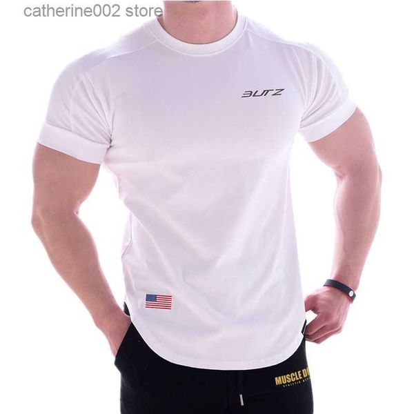 T-shirts pour hommes Nouveaux hommes T-shirt uni en coton noir et blanc pour hommes T-shirt été fitness loisirs sport col rond mode T-shirt T230601