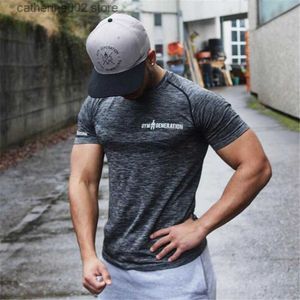 Heren T-shirts NIEUW Mannen T-shirt met korte mouwen Slim Fit Muscle Shirts voor mannen Bodybuilding Workout Gym Casual Mode Sneldrogende top T230601