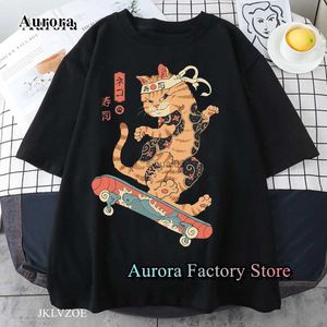T-shirts hommes Nouveaux hommes Summer Skateboard Sushi Cat T-shirt Casual Manches courtes Coton Vêtements Femmes Mode Tops Tees Mâle Harajuku Streetwear