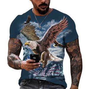 T-shirts masculins Nouveaux hommes T-shirt Animal Print 3D Eagle Print T-shirt Summer Casual Short Slve rétro Harajuku surdimensionné de vêtements T240506