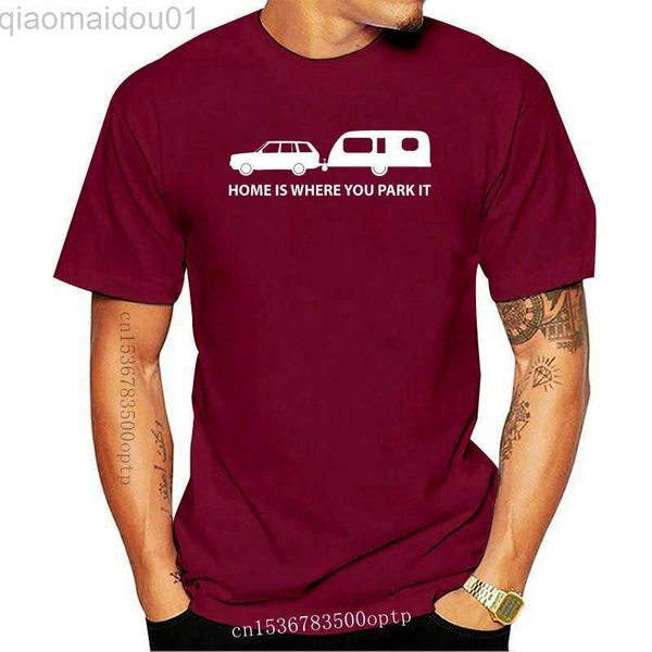 T-shirts pour hommes Nouveaux hommes T-shirt Fashion Home Is Where You Park It Mens Funny Caravan T-Shirt Camps Holiday Caravaning Tee shirt L230713