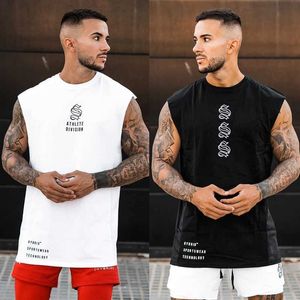 T-shirts voor heren Nieuwe mannen Vest Fashion Mens Clothing Jogger Sport Casual Cotton Gedrukte Gym Running Training Breathab Basketball H240513