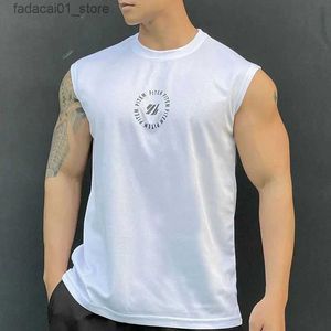 T-shirts masculins New Mens Gym Top Top Men Fitness Sans manchette Male Male Male Sports Sports Vest Under-Shirt Gyms Running Menq240426