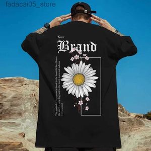 T-shirts voor heren Nieuwe heren T-shirt KO3D Bloempatroon Casual modieuze hiphop korte mouwen losse plus size kleding Daisy Q240425