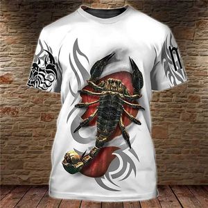 T-shirts pour hommes Nouveau T-shirt pour hommes Scorpion Chemise imprimée Été O Cou Sweat-shirt pour homme surdimensionné Casual Short Slve Ts Daily Loose Tops Y240315