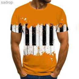 T-shirts masculins New Piano Art Keyboard Mens and Womens Punk 3D Imprimer O-Neck Robe décontractée à manches courtes Hip Hop Shirt Couple Come T-shirt.xw