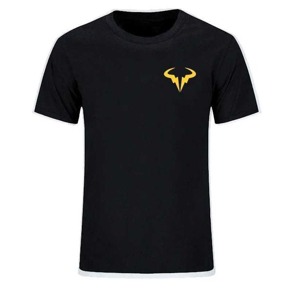 Camisetas masculinas Nuevas populares Camiseta Rafael Nadal Tennis Player Mens Black Short Slve Camiseta de algodón High Quty Mens O-Choquial T240505