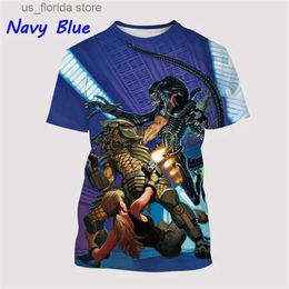 T-shirts voor heren Nieuwe Predator Unisex Heren 3D-bedrukt T-shirt Casual Mode Korte Slve Top Designer Grafische T-shirts Ropa Hombres Goedkope T-shirt Y240321