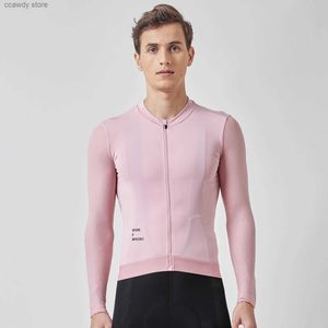 T-shirts masculins New Pro Long Seve Cycling Jersey Summer Lightweight Fabric Llow Collar conception avec un maillage léger pour hommes H240407